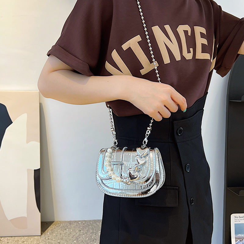 New Laser Pearl Tote Saddle Girl Mini - Fashionner