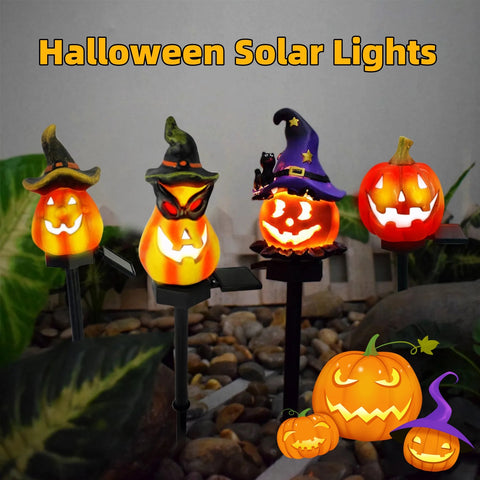Lanterne Solaire Créative d'Extérieur pour Halloween, Citrouille, Résine, Artisanat, Lumière Décorative pour Ambiance de Fête de Jardin