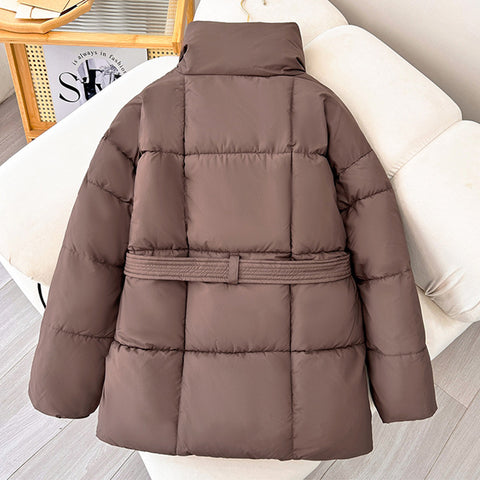 Manteau à revers chaud à carreaux avec ceinture, design mode, veste épaisse décontractée, vêtements pour femmes automne et hiver