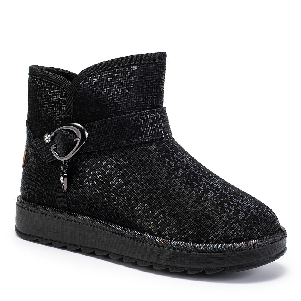Snow Boots Women Winter Fleece-lined Thicken One Pedal Cotton Shoes Women Ankle Boots - Fashionner
