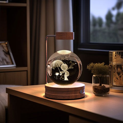 Veilleuse d'intérieur dinosaure cosmique boule de cristal, alimentée par USB, lumière chaude de chevet, cadeau d'anniversaire