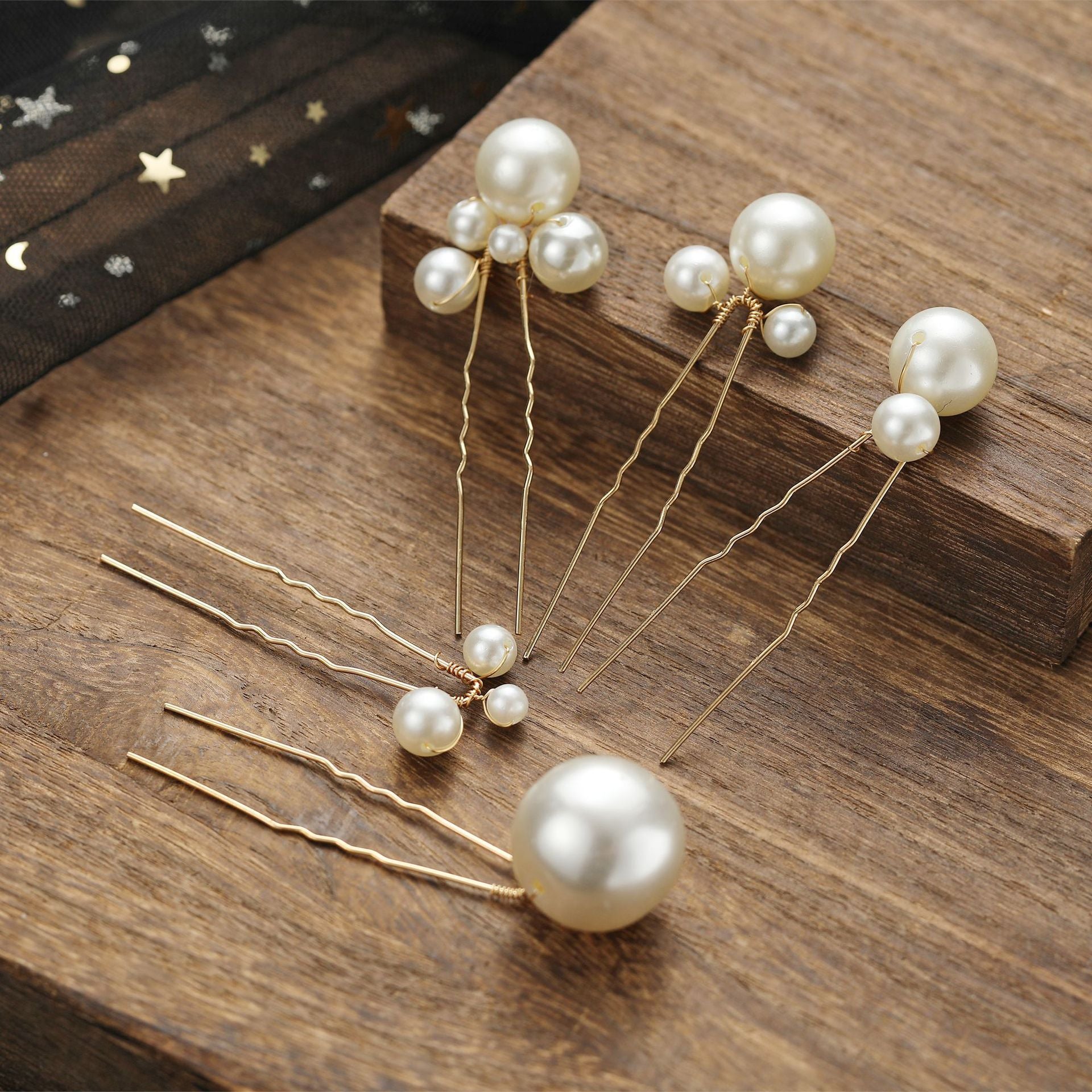 A Group Of 5 High-bright Pearls U-shaped Hairpin Pins