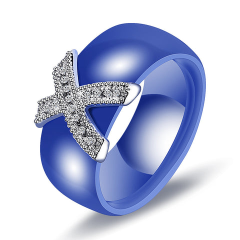 Bague Couple Bagues Céramique Noire et Blanche X