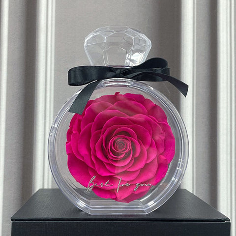 Ornements naturels de fleurs éternelles Housse transparente Boîte cadeau de roses séchées pour Noël Nouvel An Saint-Valentin Décoration intérieure