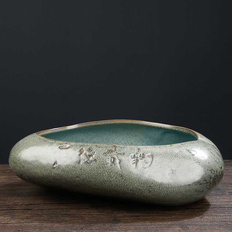 Non-porous Hydrocotyle Bowl Lotus Sleeping Lotus Lotus Flowerpot Cylinder Ceramic Stone Succulents Extra Large Hydroponic Vessel