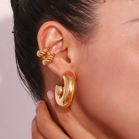 Mini Boucle d'Oreille Croissant Plaqué Or Personnalité Élégant Rétro Minimaliste Style Ins Bagues d'Oreilles