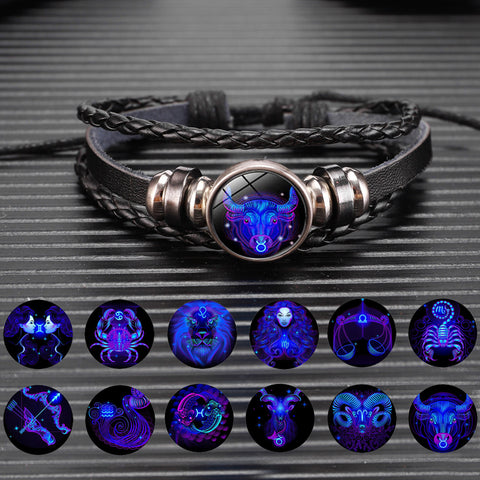 Buy 12 Zodiac Constellation Bracelet Luminous Braided Design Bracelet For Men Women Kids online at Fashionner