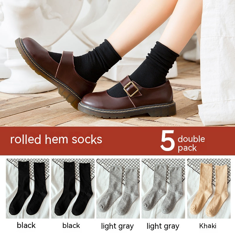 Non Pure Cotton High Tube Loafers And Socks - Fashionner