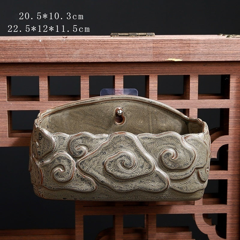 Hanging Ceramic Half Wall Decoration Flower Pot Creative Hydroponics Green Radish