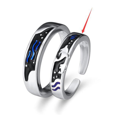 Bagues Époxy Couple Homme Femme Baleine et Mer Bagues Simples
