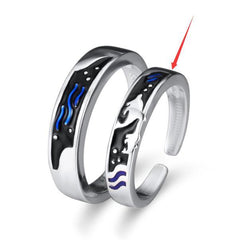 Sea And Whale Epoxy  Couple Men And Women Pair Rings Simple  Rings