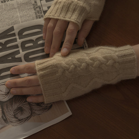 Gants sans doigts torsadés en cachemire pour femme, nouvelle collection automne et hiver