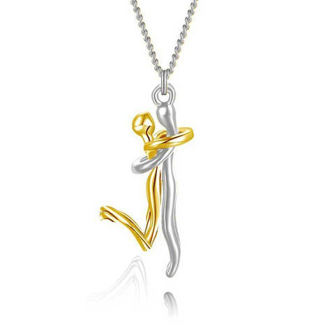Collier Étreinte Amoureuse 18 carats, Cadeau d'Anniversaire de Couple, Saint-Valentin, Mode Simple, Tempérament, Pendentif Chaîne Ras du Cou