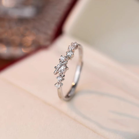 Buy 1 Piece 999 Sterling Silver Saturn & Star Cz Ring, Delicate Celestial Style, For Daily Wear & Valentine'S Gifts online at Fashionner.