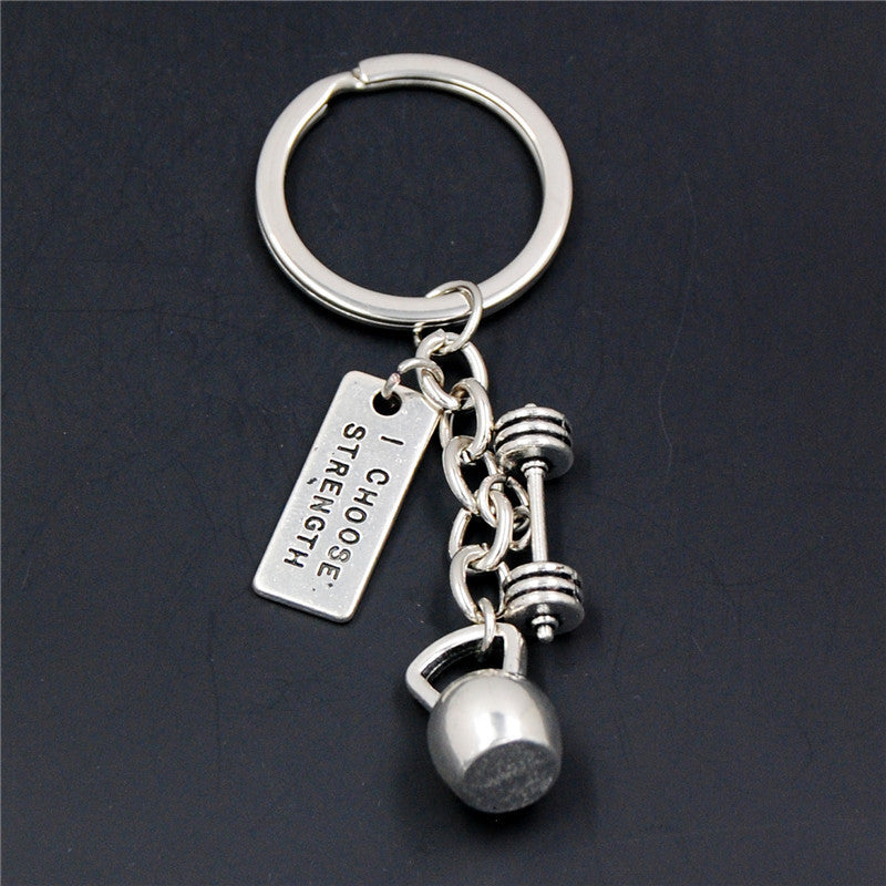 Mini Sports Equipment Keychain Dumbbell Weightlifting Unique Key Pendant