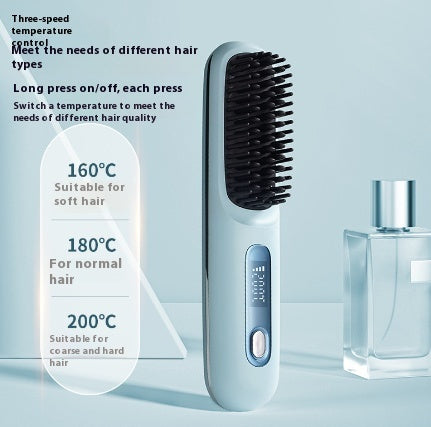 Peigne Lisseur 2 En 1 Sans Fil Brosse Lissante Chauffage Rapide Portable Bigoudi Chaud Chargement USB