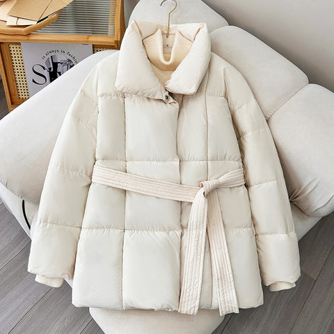 Manteau à revers chaud à carreaux avec ceinture, design mode, veste épaisse décontractée, vêtements pour femmes automne et hiver