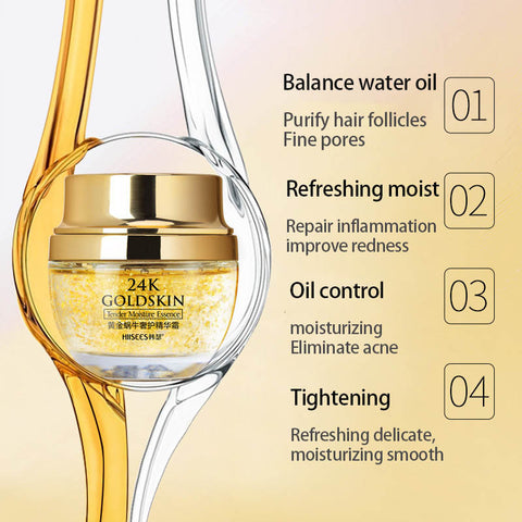 Crème Visage Or 24K Soin Peau Sèche Blanchissante Éclaircissante à la Bave d'Escargot