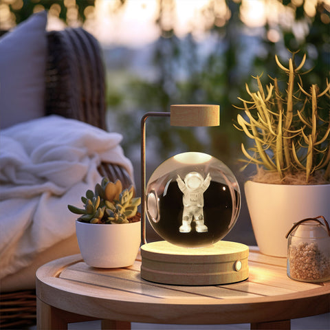 Veilleuse d'intérieur dinosaure cosmique boule de cristal, alimentée par USB, lumière chaude de chevet, cadeau d'anniversaire