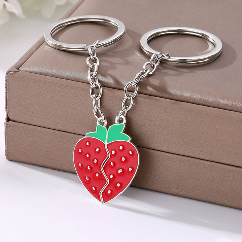 Ornements Pendentifs Mignons en Forme de Cœur pour Couple avec Boucle de Clé