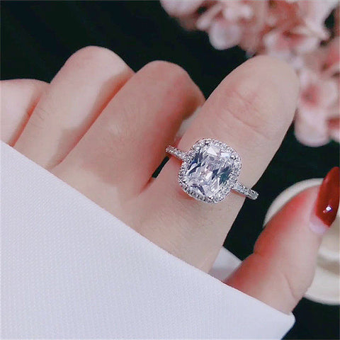 Bagues pour femmes, mariage nuptial, Anelli, bijoux tendance, bague de fiançailles, couleur or blanc, Anillos