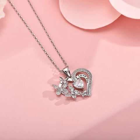Collier papillon Ins avec strass, pendentif chaîne de clavicule creuse en forme de cœur, tendance et personnalisé, pour la Saint-Valentin