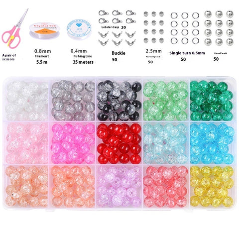 Perles rondes doubles en cristal de verre, kit de matériaux pour bracelet DIY fait à la main, boîte d'accessoires, matériaux pour enfiler les perles
