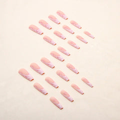 Heart Stripe Fake Nails - Fashionner
