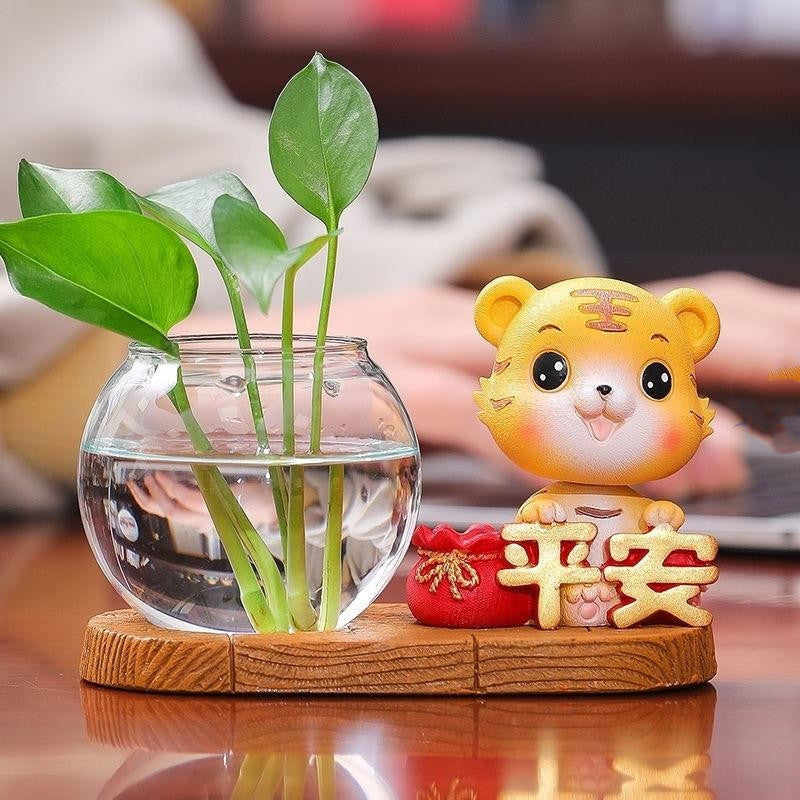 Year Of The Tiger Small Souvenir Ornament Tiger Desktop Glass Hydroponic Vase