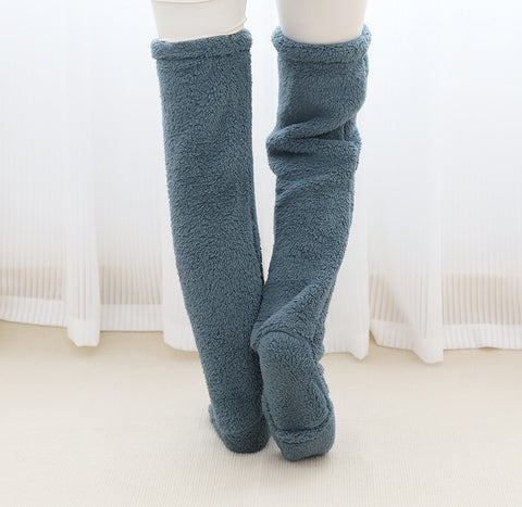 Buy Over Knee High Fuzzy Long Socks Winter Warm Cold Leg Knee Joint Cold-Proof Stockings Home Floor Sleeping Socks online at Fashionner.