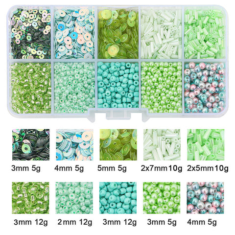 Perles de verre faites à la main avec paillettes de la même couleur