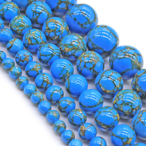 Perles de ficelle à faire soi-même en turquoise bleu foncé soie dorée