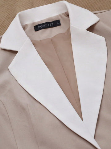 Professional Contrasting-Color Button Elegant Formal Blazer