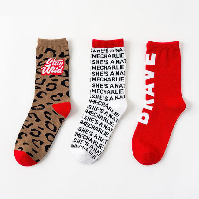 Three Pairs Of Women's Cartoon Food Printed Cotton Socks - Fashionner