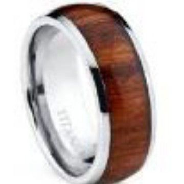 Buy Men'S Titanium Ring - European American Style Curved Straight-Edged Band 8Mm Wide Wood Grain Inlay online at Fashionner.