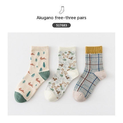 Cartoon Mid Tube Trendy Cotton Women's Socks - Fashionner