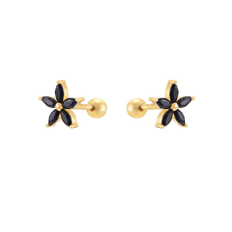 Buy Womens Color Zircon Purple Bauhinia Flower Earrings online at Fashionner.