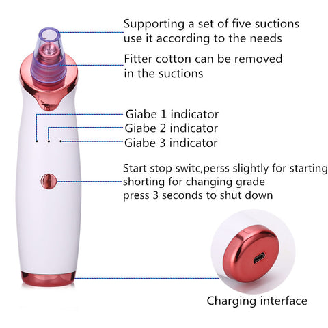 Instrument Dissolvant de Points Noirs, Aspirateur Anti-Acné, Nettoyant Facial, Outil de Soin de la Peau, Nettoyant de Pores en Profondeur