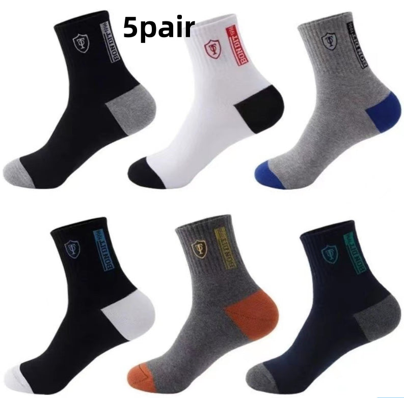 Sports Socks Men's Mid-calf Length Sock Deodorant And Sweat-absorbing Long Mid-calf - Fashionner