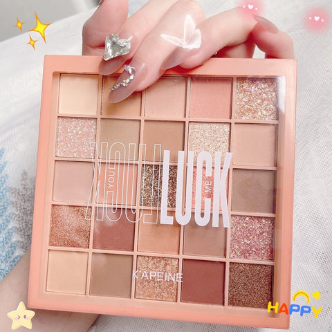 Palette de Fards à Paupières 25 Couleurs Lucky Cube Scintillant Mat Couleurs Terre Orange Marron