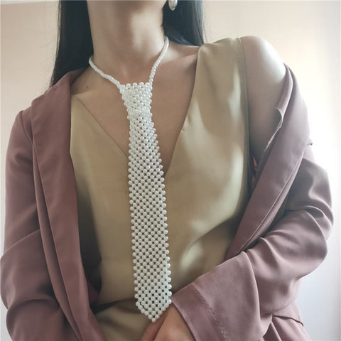 Pearl Tie Body Chains Hollow Out Handmade Retro