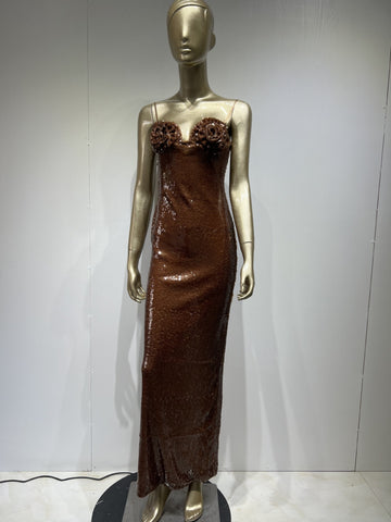 Robe bandoulière marron à paillettes Banquet High Street