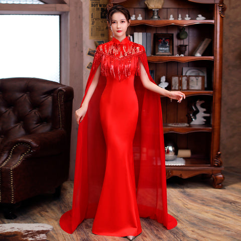 Performance Costume Chinese Style Slimming With Cape