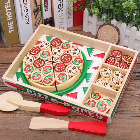 Jouets de découpe de pizza éducatifs en bois pour enfants