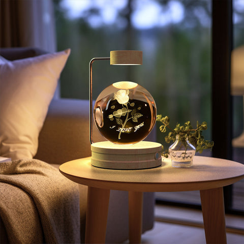 Veilleuse d'intérieur dinosaure cosmique boule de cristal, alimentée par USB, lumière chaude de chevet, cadeau d'anniversaire
