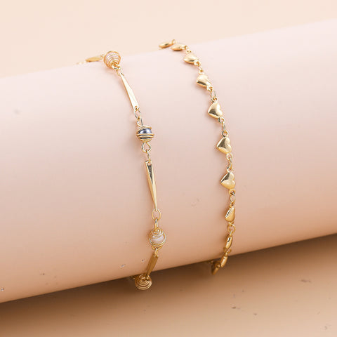 Buy Bohemian-Style Cross And Double-Heart Multi-Layer Anklet online at Fashionner.