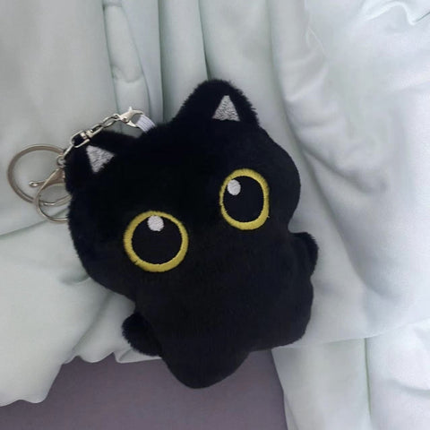 Pendentif poupée en peluche chat noir mignon