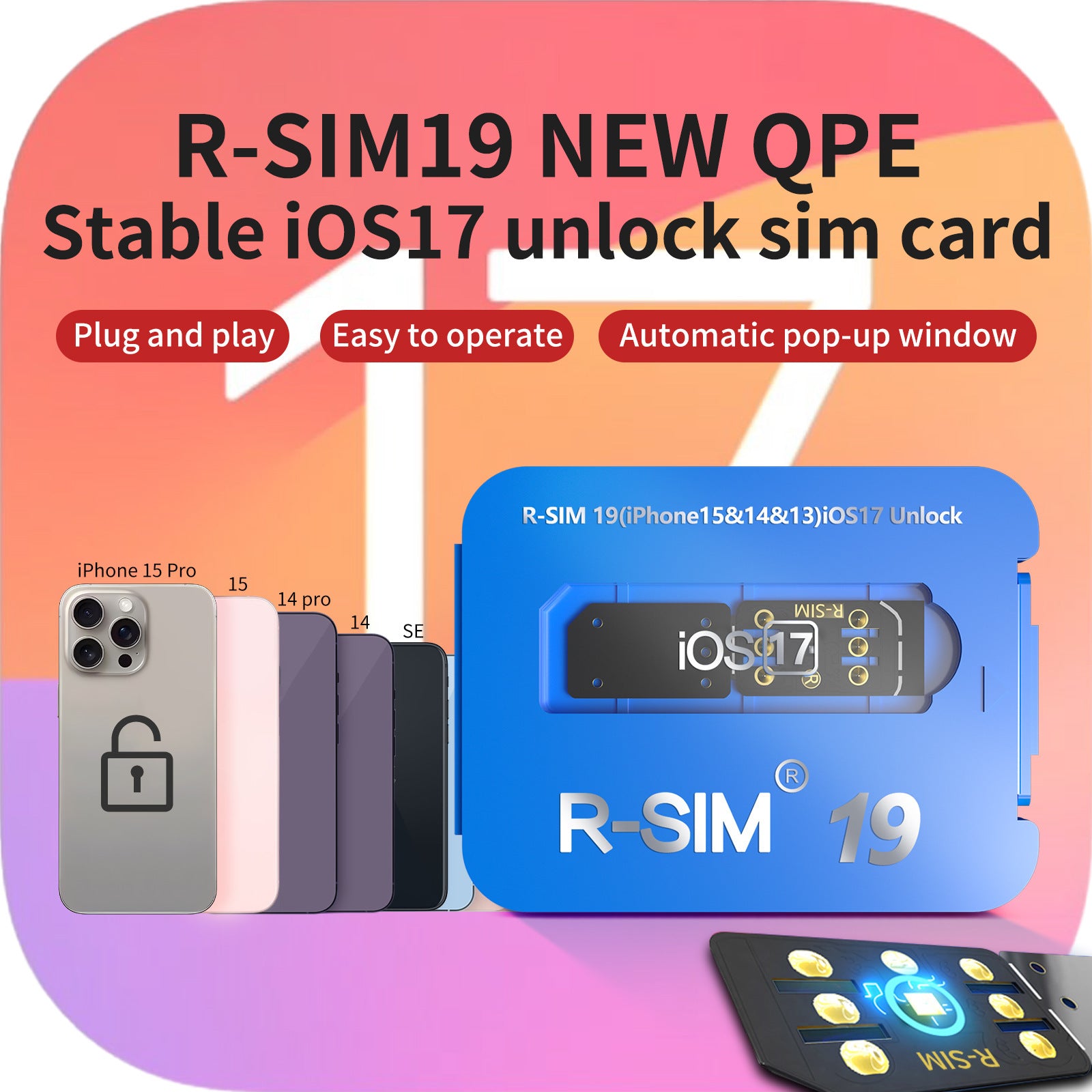 NEW QPE Stable IOS17 Unlock Sim Card CLUB RSIM 19