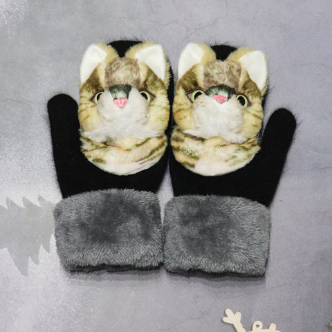 Gants d'hiver en peluche animaux pour femmes