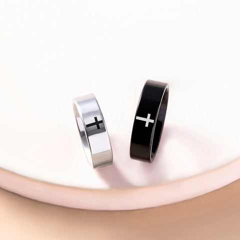 Bague Couple Acier Inoxydable Croix